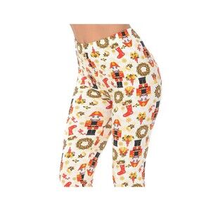 X-Plus Size Soft Festive Ivory Christmas Leggings | holiday Leggings